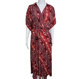 Lauren Ralph Lauren Women Geo-Stripe Belted Crepe Dress Sz 6 $165 Midi Dress